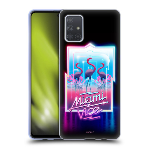 Miami Vice Graphics Flamingos Soft Gel Case for Samsung Galaxy A71 (2019)