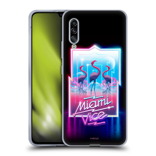 Miami Vice Graphics Flamingos Soft Gel Case for Samsung Galaxy A90 5G (2019)