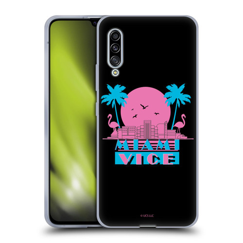 Miami Vice Graphics Sunset Flamingos Soft Gel Case for Samsung Galaxy A90 5G (2019)