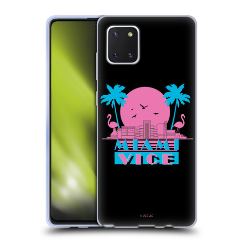 Miami Vice Graphics Sunset Flamingos Soft Gel Case for Samsung Galaxy Note10 Lite