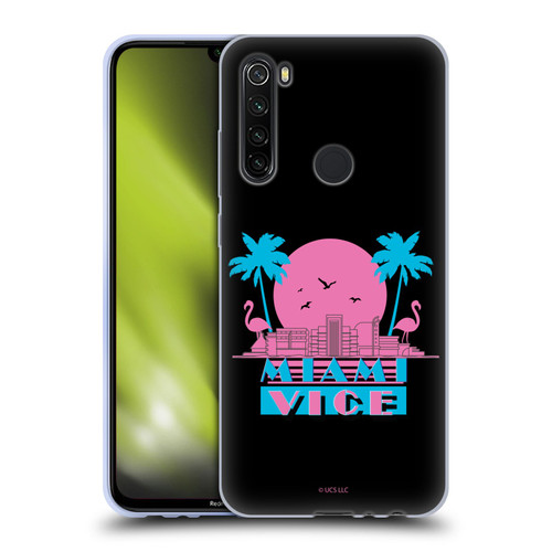 Miami Vice Graphics Sunset Flamingos Soft Gel Case for Xiaomi Redmi Note 8T