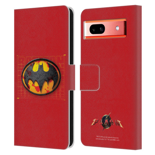 The Flash 2023 Graphics Batman Logo Leather Book Wallet Case Cover For Google Pixel 7a