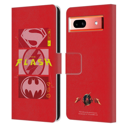 The Flash 2023 Graphics Superhero Logos Leather Book Wallet Case Cover For Google Pixel 7a