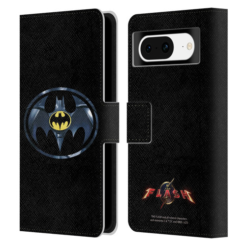 The Flash 2023 Graphics Black Batman Logo Leather Book Wallet Case Cover For Google Pixel 8