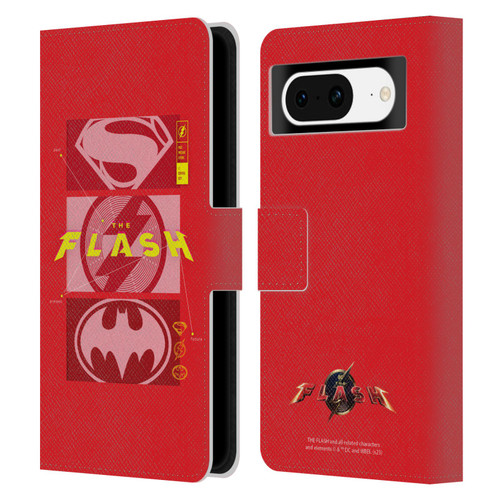 The Flash 2023 Graphics Superhero Logos Leather Book Wallet Case Cover For Google Pixel 8