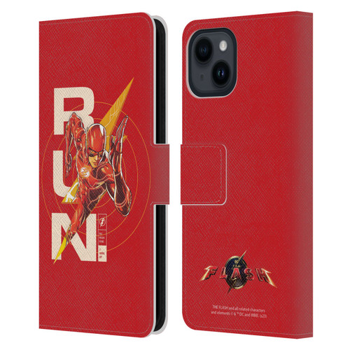 The Flash 2023 Graphics Barry Allen Run Leather Book Wallet Case Cover For Apple iPhone 15