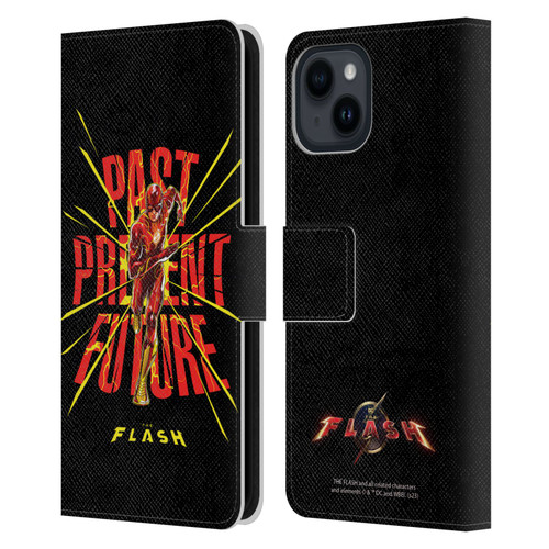 The Flash 2023 Graphics Speed Force Leather Book Wallet Case Cover For Apple iPhone 15