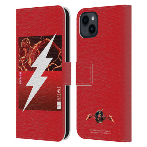 The Flash 2023 Graphics Barry Allen Logo Leather Book Wallet Case Cover For Apple iPhone 15 Plus