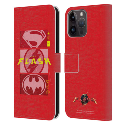 The Flash 2023 Graphics Superhero Logos Leather Book Wallet Case Cover For Apple iPhone 15 Pro Max