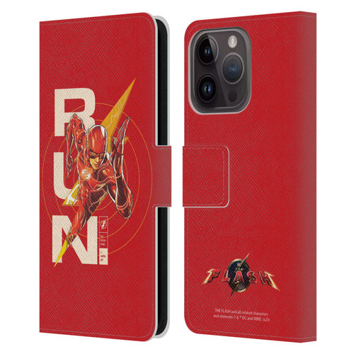 The Flash 2023 Graphics Barry Allen Run Leather Book Wallet Case Cover For Apple iPhone 15 Pro