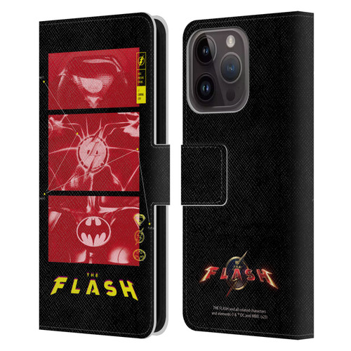 The Flash 2023 Graphics Suit Logos Leather Book Wallet Case Cover For Apple iPhone 15 Pro