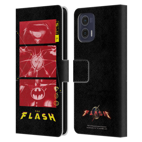 The Flash 2023 Graphics Suit Logos Leather Book Wallet Case Cover For Motorola Moto G73 5G