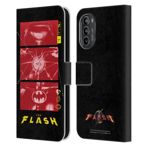The Flash 2023 Graphics Suit Logos Leather Book Wallet Case Cover For Motorola Moto G82 5G
