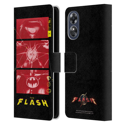 The Flash 2023 Graphics Suit Logos Leather Book Wallet Case Cover For OPPO A17