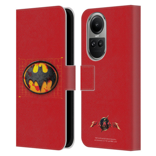 The Flash 2023 Graphics Batman Logo Leather Book Wallet Case Cover For OPPO Reno10 5G / Reno10 Pro 5G