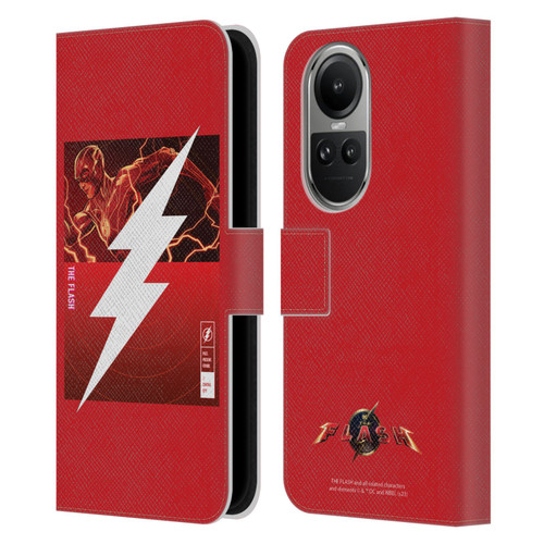 The Flash 2023 Graphics Barry Allen Logo Leather Book Wallet Case Cover For OPPO Reno10 5G / Reno10 Pro 5G