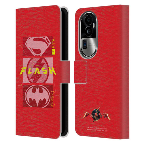 The Flash 2023 Graphics Superhero Logos Leather Book Wallet Case Cover For OPPO Reno10 Pro+