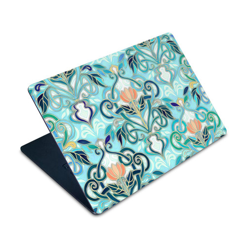 Micklyn Le Feuvre Patterns 2 Ocean Aqua Art Nouveau With Peach Flowers Vinyl Sticker Skin Decal Cover for Apple MacBook Air 15" M2 2023 