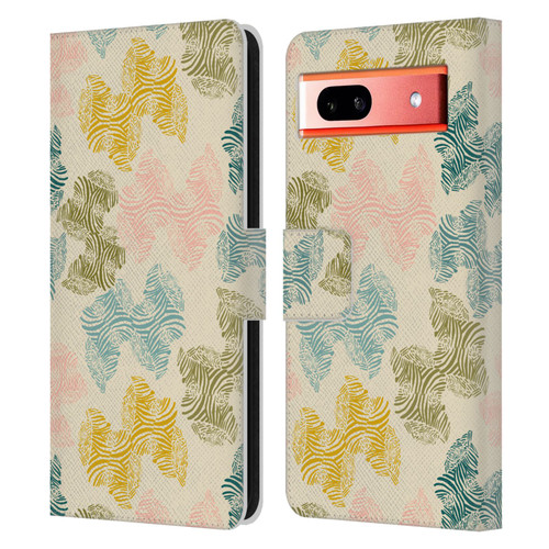 Gabriela Thomeu Art Zebra Green Leather Book Wallet Case Cover For Google Pixel 7a