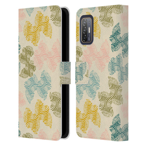 Gabriela Thomeu Art Zebra Green Leather Book Wallet Case Cover For HTC Desire 21 Pro 5G