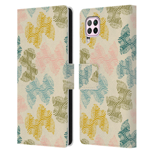 Gabriela Thomeu Art Zebra Green Leather Book Wallet Case Cover For Huawei Nova 6 SE / P40 Lite