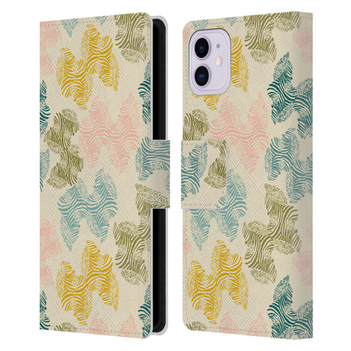 Gabriela Thomeu Art Zebra Green Leather Book Wallet Case Cover For Apple iPhone 11