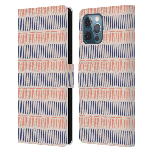 Gabriela Thomeu Art Blue And Pink Lines Leather Book Wallet Case Cover For Apple iPhone 12 Pro Max