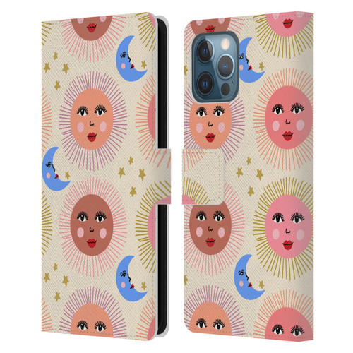 Gabriela Thomeu Art Sun Moon Star Leather Book Wallet Case Cover For Apple iPhone 12 Pro Max