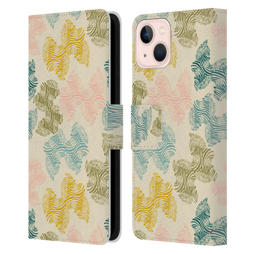 Gabriela Thomeu Art Zebra Green Leather Book Wallet Case Cover For Apple iPhone 13