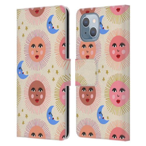 Gabriela Thomeu Art Sun Moon Star Leather Book Wallet Case Cover For Apple iPhone 14