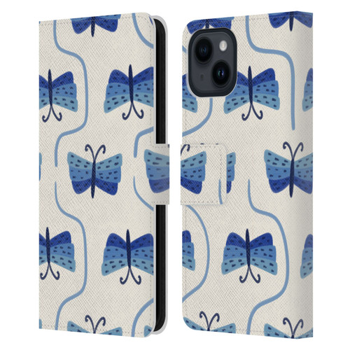 Gabriela Thomeu Art Butterfly Leather Book Wallet Case Cover For Apple iPhone 15
