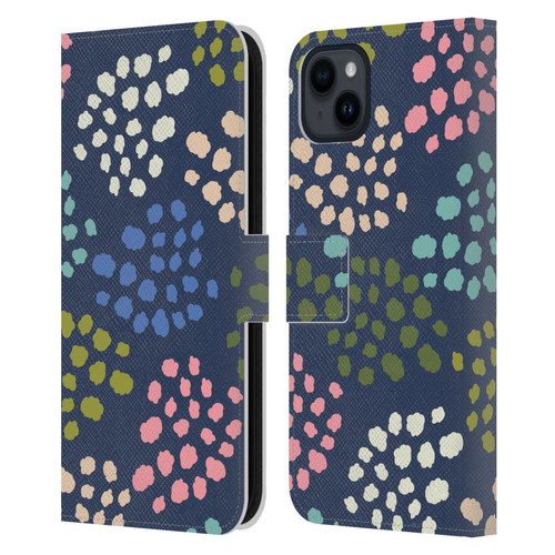 Gabriela Thomeu Art Colorful Spots Leather Book Wallet Case Cover For Apple iPhone 15 Plus