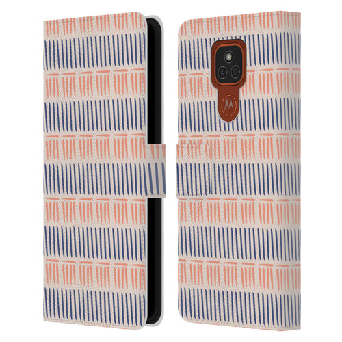 Gabriela Thomeu Art Blue And Pink Lines Leather Book Wallet Case Cover For Motorola Moto E7 Plus