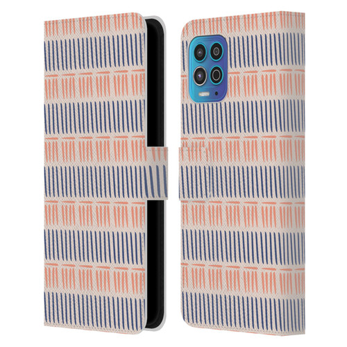 Gabriela Thomeu Art Blue And Pink Lines Leather Book Wallet Case Cover For Motorola Moto G100