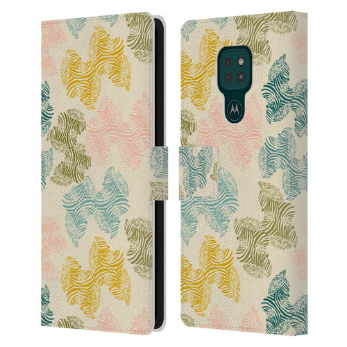 Gabriela Thomeu Art Zebra Green Leather Book Wallet Case Cover For Motorola Moto G9 Play