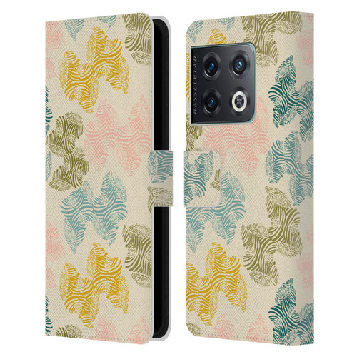 Gabriela Thomeu Art Zebra Green Leather Book Wallet Case Cover For OnePlus 10 Pro