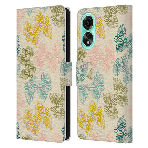 Gabriela Thomeu Art Zebra Green Leather Book Wallet Case Cover For OPPO A78 4G