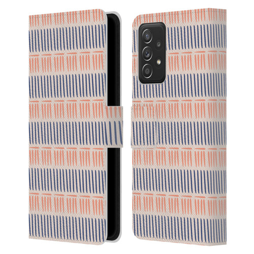 Gabriela Thomeu Art Blue And Pink Lines Leather Book Wallet Case Cover For Samsung Galaxy A52 / A52s / 5G (2021)