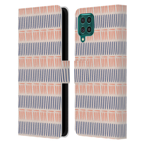 Gabriela Thomeu Art Blue And Pink Lines Leather Book Wallet Case Cover For Samsung Galaxy F62 (2021)