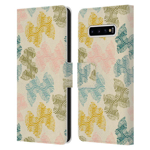 Gabriela Thomeu Art Zebra Green Leather Book Wallet Case Cover For Samsung Galaxy S10+ / S10 Plus