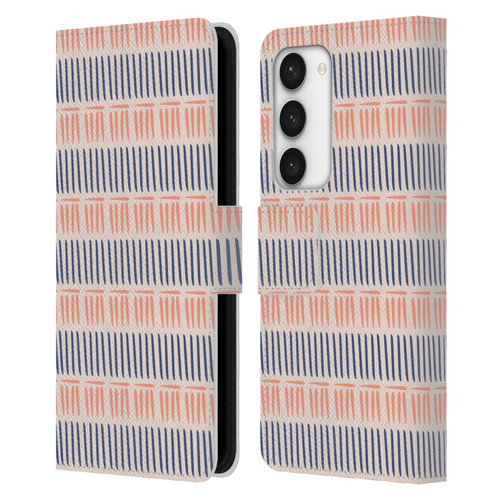 Gabriela Thomeu Art Blue And Pink Lines Leather Book Wallet Case Cover For Samsung Galaxy S23 5G