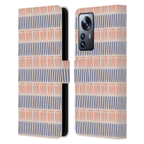 Gabriela Thomeu Art Blue And Pink Lines Leather Book Wallet Case Cover For Xiaomi 12 Pro