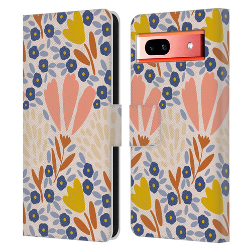 Gabriela Thomeu Floral Spring Flower Field Leather Book Wallet Case Cover For Google Pixel 7a