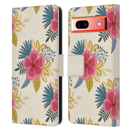 Gabriela Thomeu Floral Tropical Leather Book Wallet Case Cover For Google Pixel 7a