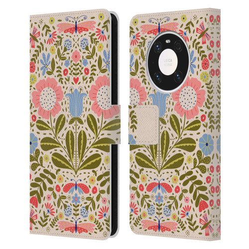 Gabriela Thomeu Floral Blooms & Butterflies Leather Book Wallet Case Cover For Huawei Mate 40 Pro 5G