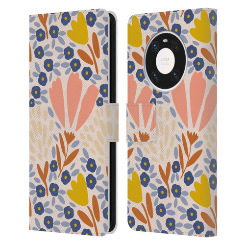 Gabriela Thomeu Floral Spring Flower Field Leather Book Wallet Case Cover For Huawei Mate 40 Pro 5G