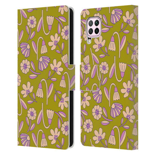 Gabriela Thomeu Floral Art Deco Leather Book Wallet Case Cover For Huawei Nova 6 SE / P40 Lite