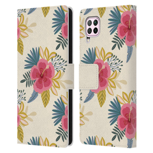 Gabriela Thomeu Floral Tropical Leather Book Wallet Case Cover For Huawei Nova 6 SE / P40 Lite