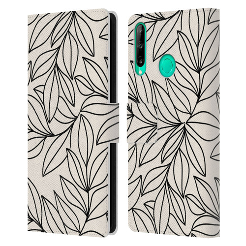 Gabriela Thomeu Floral Black And White Leaves Leather Book Wallet Case Cover For Huawei P40 lite E