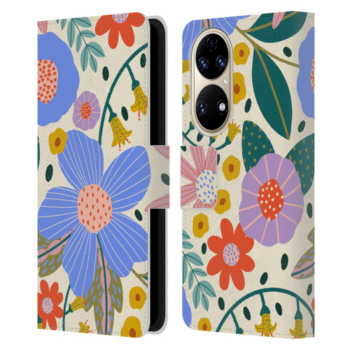 Gabriela Thomeu Floral Pure Joy - Colorful Floral Leather Book Wallet Case Cover For Huawei P50